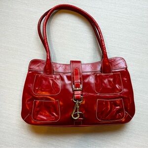Hype Red Leather Handbag Medium Size